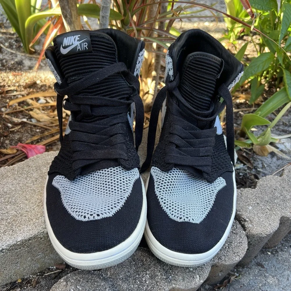 Nike Air Jordan 1 Retro High Flyknit Shadow Black Grey White Size 10 919704 003